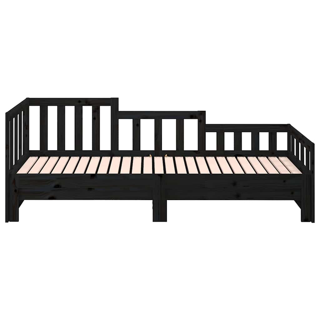 Dormeuse Estraibile Nera 90x190 cm Legno Massello di Pino