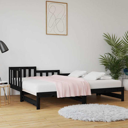Dormeuse Estraibile Nera 90x190 cm Legno Massello di Pino