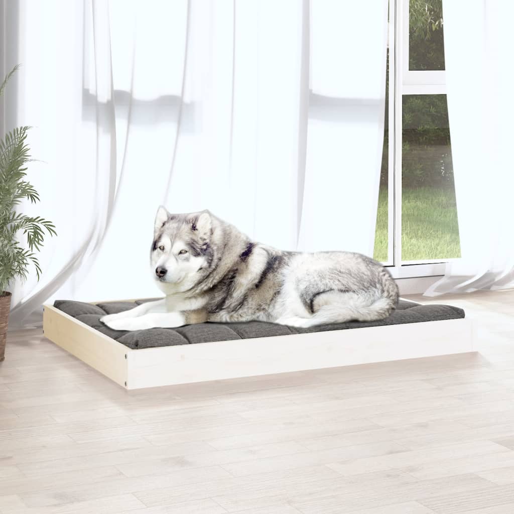 Cuccia per Cani Bianca 101,5x74x9 cm in Legno Massello di Pino | homemem39