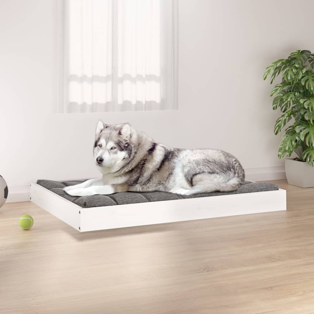 Cuccia per Cani Bianca 101,5x74x9 cm in Legno Massello di Pino | homemem39