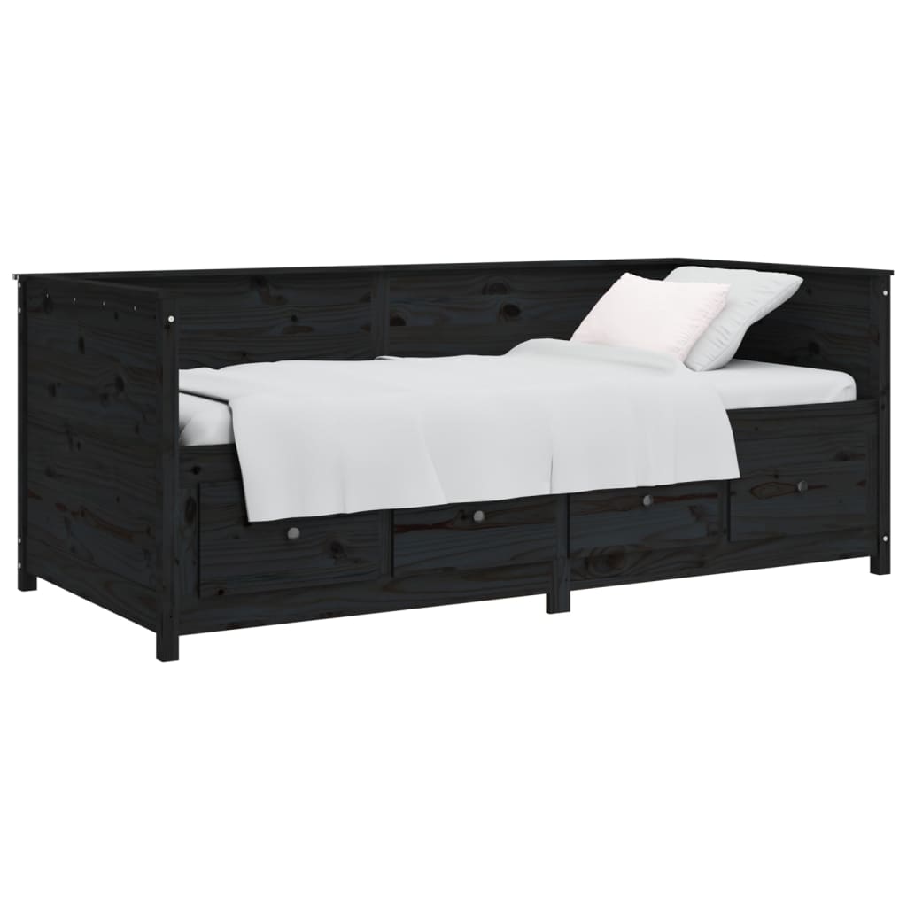 Dormeuse Nera 90x200 cm in Legno Massello di Pino | homemem39