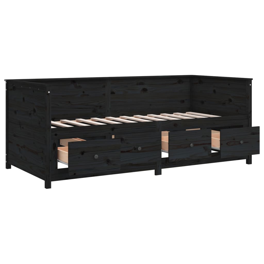 Dormeuse Nera 90x200 cm in Legno Massello di Pino | homemem39