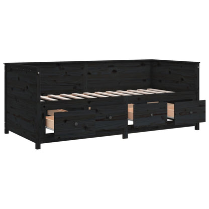 Dormeuse Nera 90x200 cm in Legno Massello di Pino | homemem39