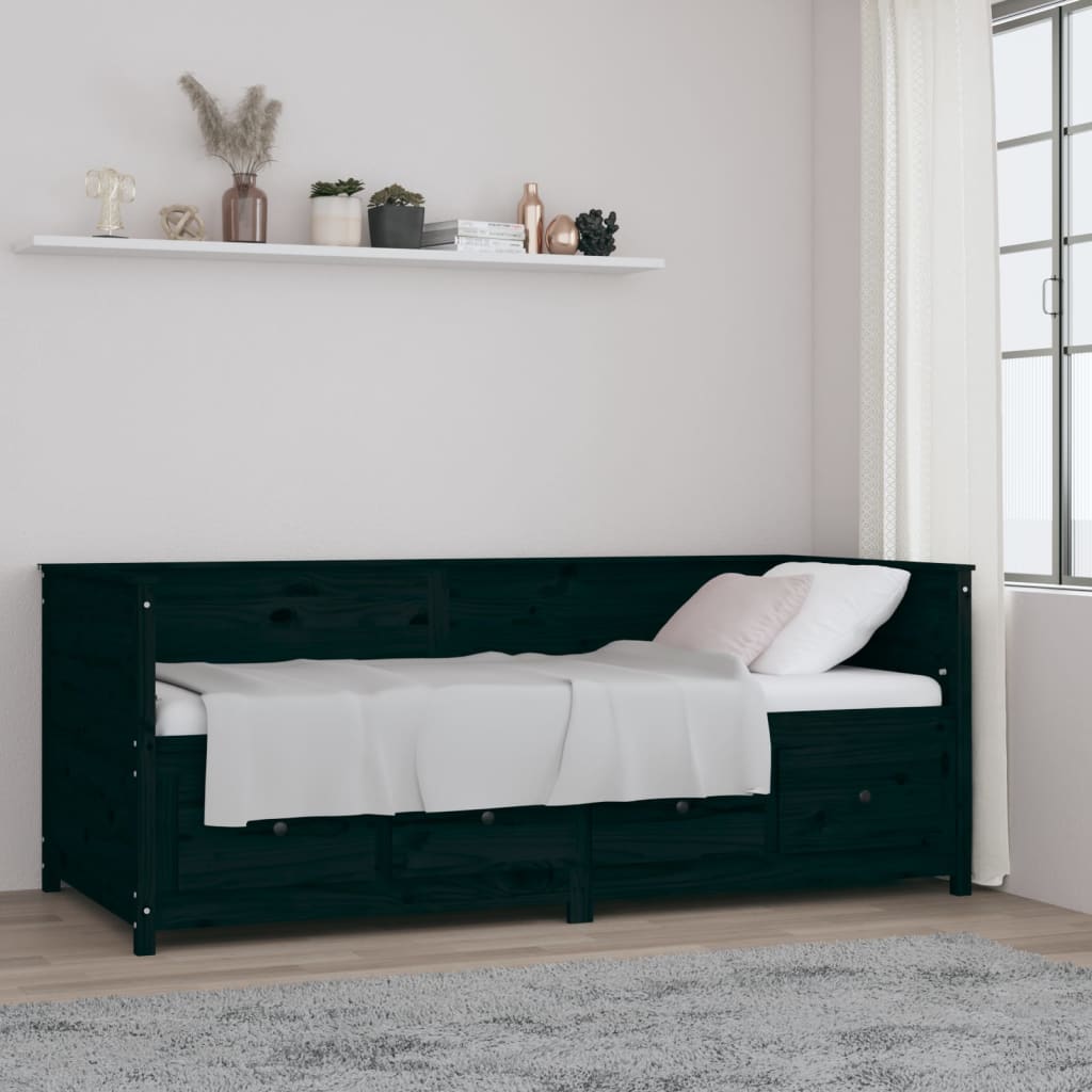 Dormeuse Nera 90x200 cm in Legno Massello di Pino | homemem39