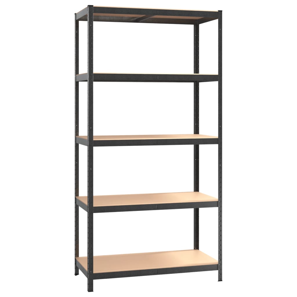 Scaffale Resistente 5 Strati Grigio Acciaio e Legno Multistrato | homemem39