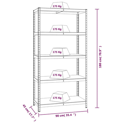 Scaffale Resistente 5 Strati Grigio Acciaio e Legno Multistrato | homemem39