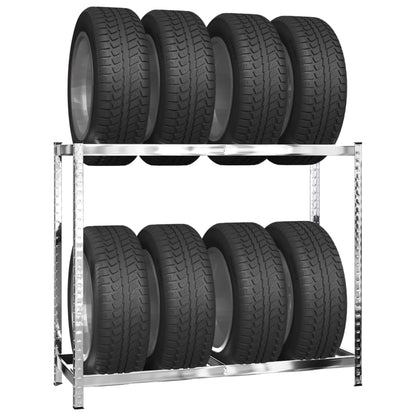 2 Tier Tire Holder 2pcs Silver 110x40x110cm Steel