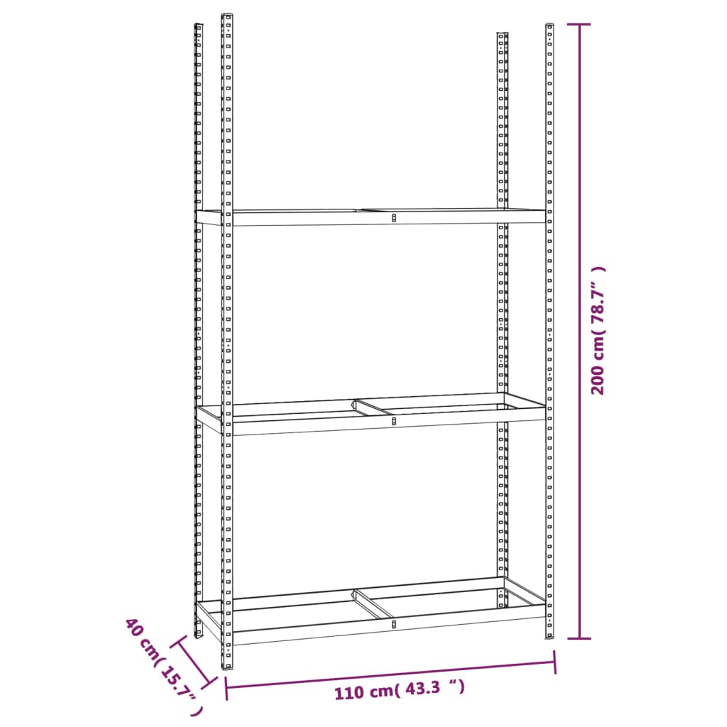 Portapneumatici a 3 Livelli Argento 110x40x200 cm in Acciaio