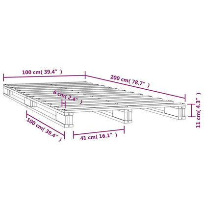 Letto a Pallet 100x200 cm in Legno Massello di Pino | homemem39