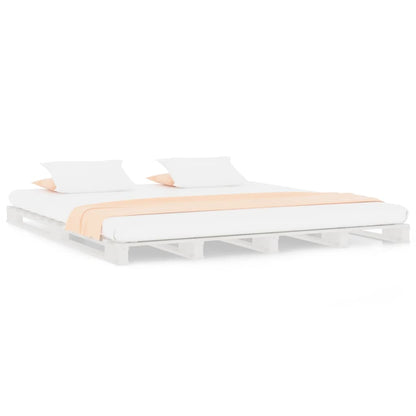 Letto a Pallet Bianco 140x200 cm in Legno Massello di Pino | homemem39