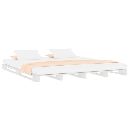 Letto a Pallet Bianco 160x200 cm in Legno Massello di Pino | homemem39