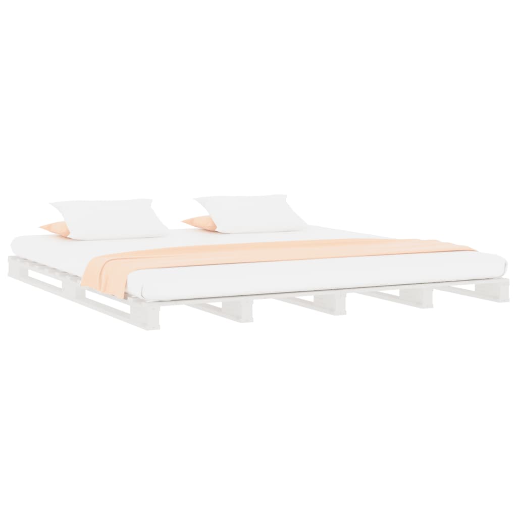 Letto a Pallet Bianco 180x200 cm Super King in Legno Massello | homemem39