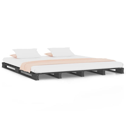 Letto a Pallet Grigio 200x200 cm in Legno Massello di Pino | homemem39