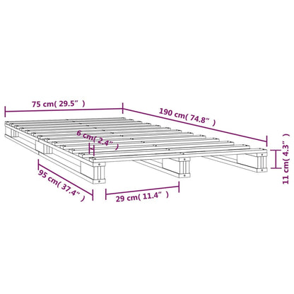 Letto a Pallet 75x190 cm Small Single in Legno Massello di Pino | homemem39