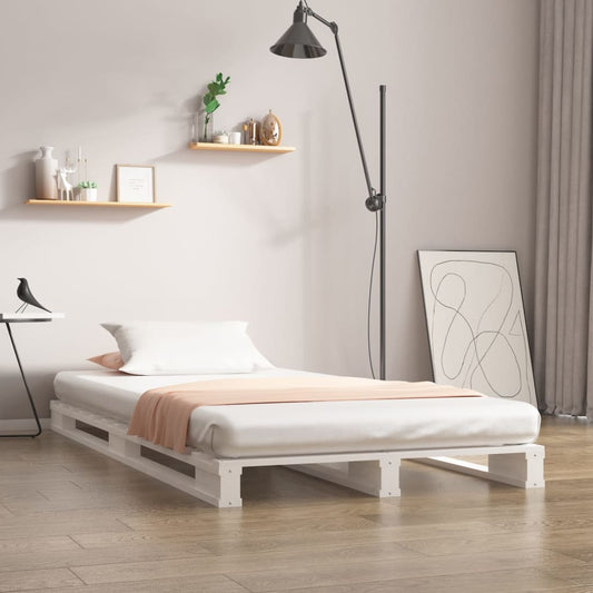 Letto a Pallet Bianco 75x190 cm Small Single Legno di Pino | homemem39