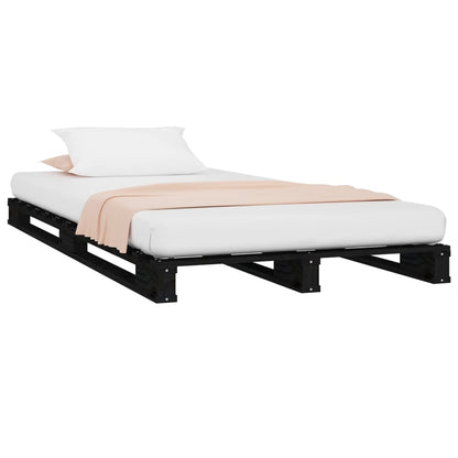 Letto a Pallet Nero 75x190 cm Small Single Legno di Pino - homemem39
