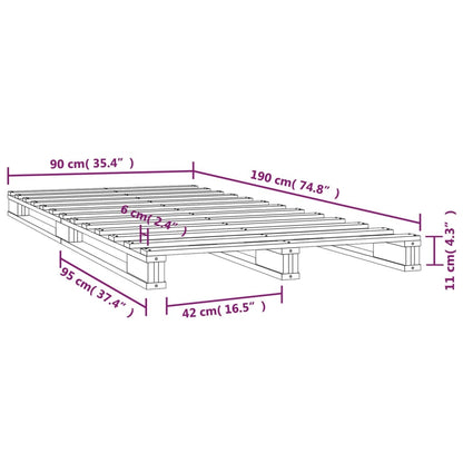 Letto a Pallet 90x190 cm Single in Legno Massello di Pino | homemem39