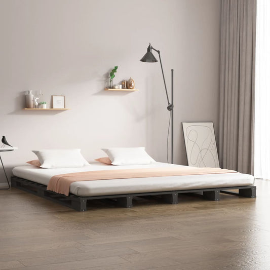 Letto a Pallet Grigio 120x190 cm Small Double Legno di Pino - homemem39