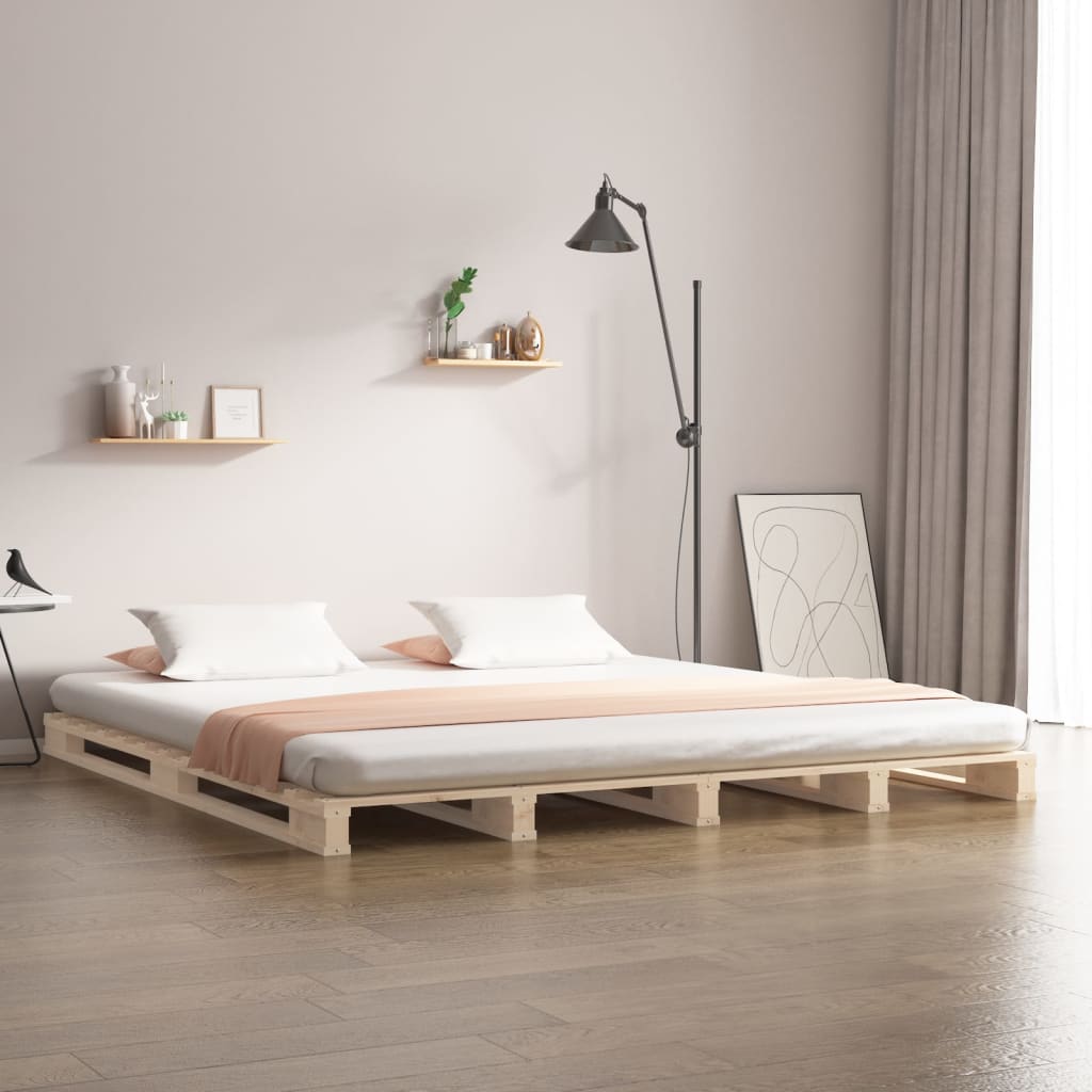 Letto a Pallet 135x190 cm Double Legno Massello di Pino - homemem39