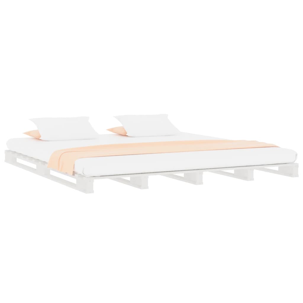 Letto a Pallet Bianco 135x190 cm Double Legno Massello di Pino | homemem39