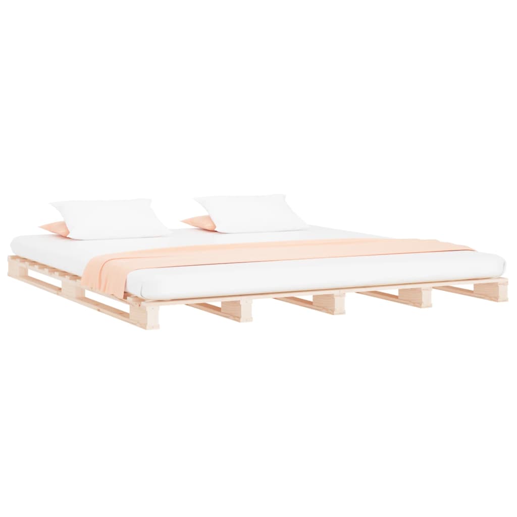Letto a Pallet 140x190 cm in Legno Massello di Pino - homemem39