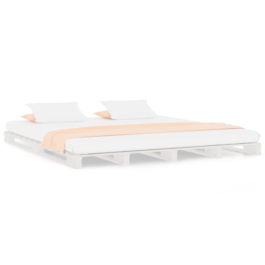 Letto a Pallet Bianco 140x190 cm in Legno Massello di Pino | homemem39