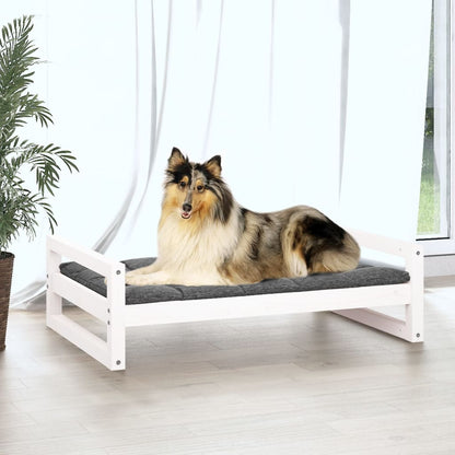Cuccia per Cani Bianca 95,5x65,5x28cm in Legno Massello di Pino - homemem39