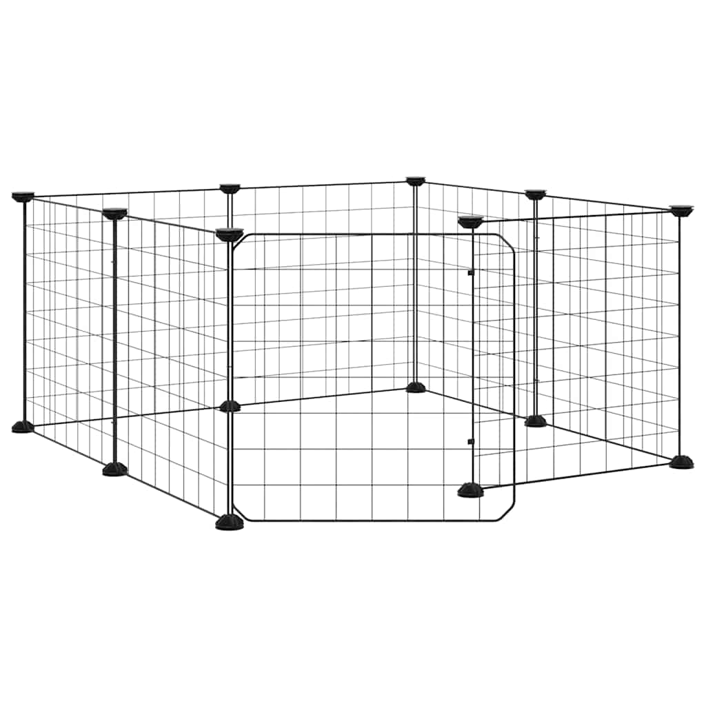 Gabbia per animali domestici a 8 pannelli con porta nera 35x35 cm in acciaio | homemem39