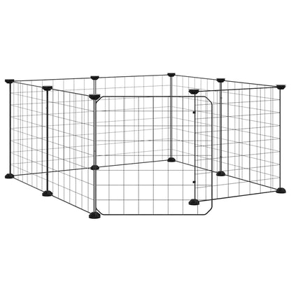 Gabbia per animali domestici a 8 pannelli con porta nera 35x35 cm in acciaio | homemem39