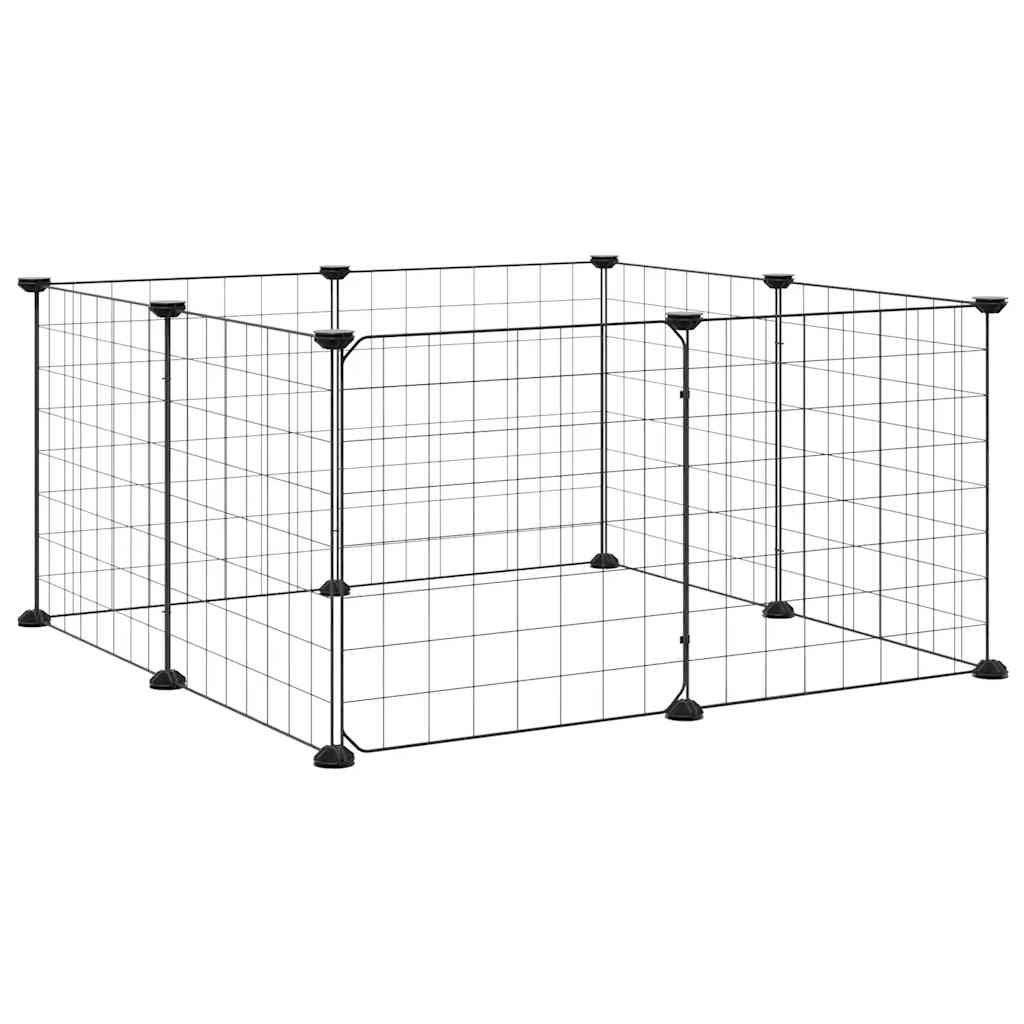 Gabbia per animali domestici a 8 pannelli con porta nera 35x35 cm in acciaio | homemem39