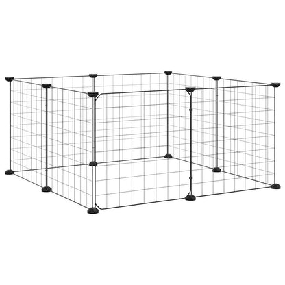 Gabbia per animali domestici a 8 pannelli con porta nera 35x35 cm in acciaio | homemem39