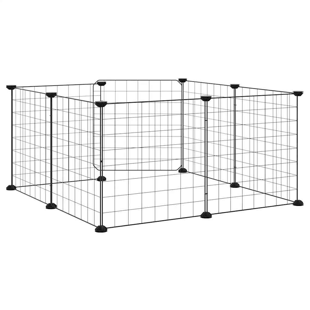 Gabbia per animali domestici a 8 pannelli con porta nera 35x35 cm in acciaio | homemem39
