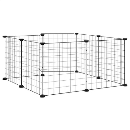 Gabbia per animali domestici a 8 pannelli con porta nera 35x35 cm in acciaio | homemem39