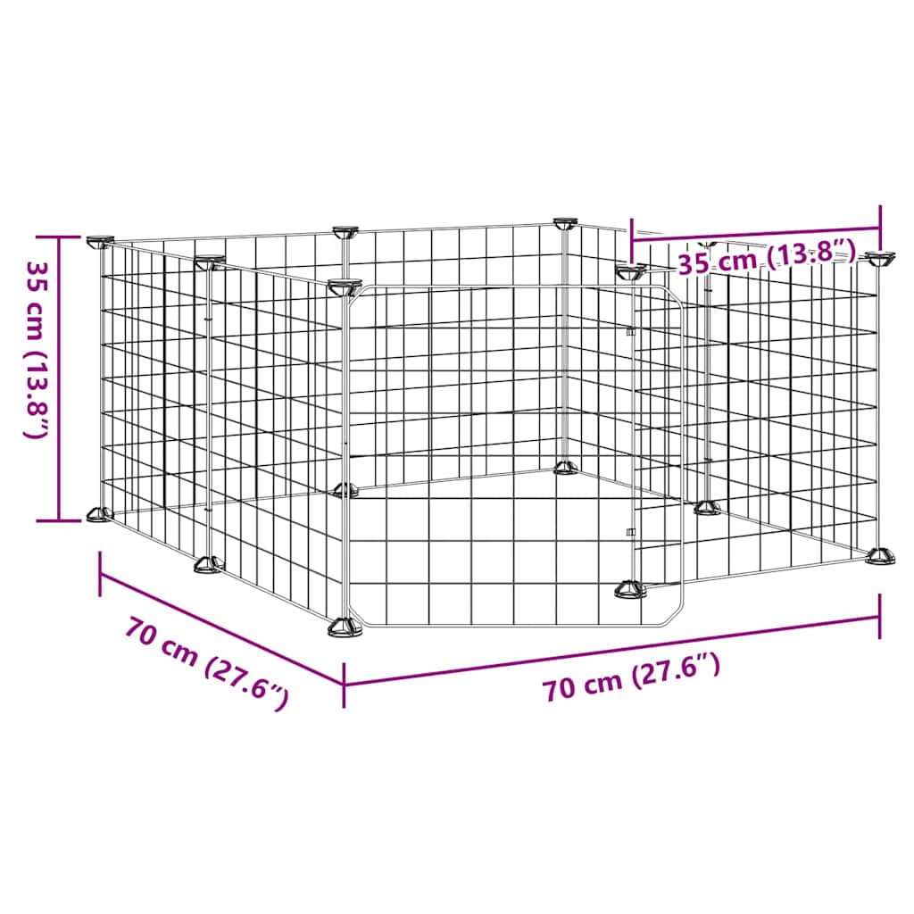 Gabbia per animali domestici a 8 pannelli con porta nera 35x35 cm in acciaio | homemem39