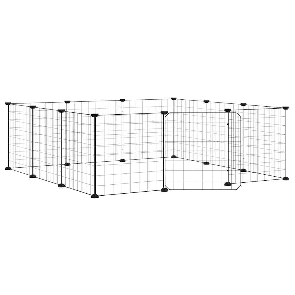 Animal Cage 12 Panels with Black Door 35x35 cm Steel