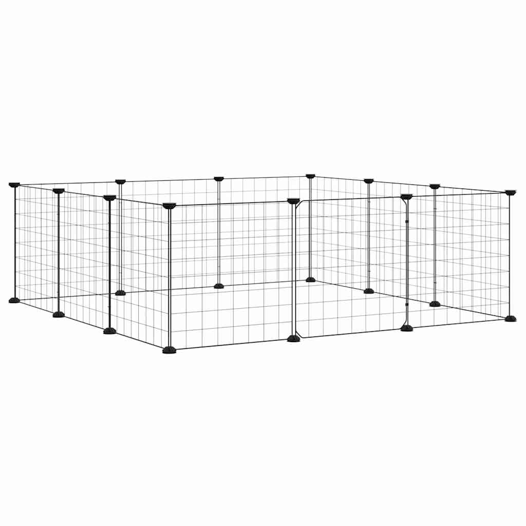 Gabbia per animali domestici a 12 pannelli con porta nera 35x35 cm in acciaio | homemem39