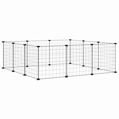 Gabbia per animali domestici a 12 pannelli con porta nera 35x35 cm in acciaio | homemem39