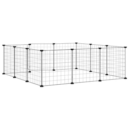 Gabbia per animali domestici a 12 pannelli con porta nera 35x35 cm in acciaio | homemem39