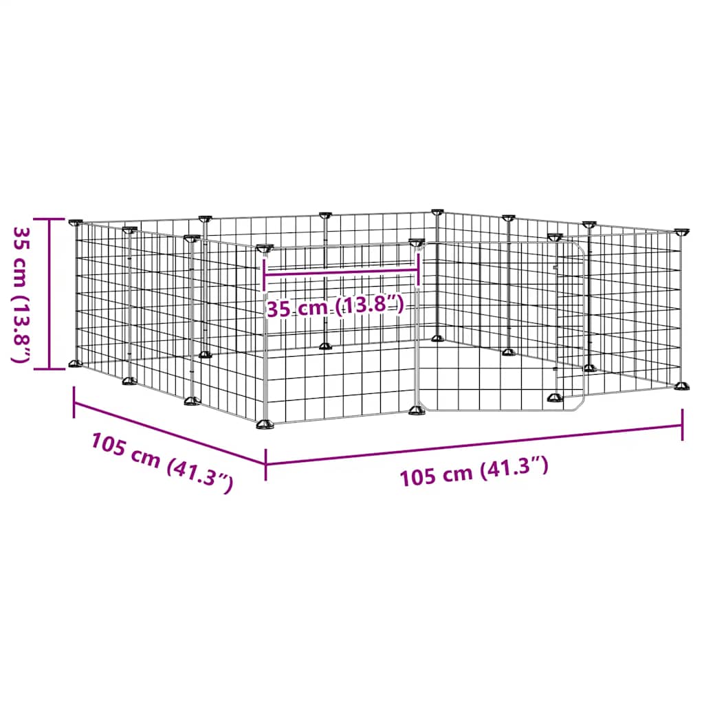 Animal Cage 12 Panels with Black Door 35x35 cm Steel