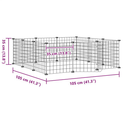 Animal Cage 12 Panels with Black Door 35x35 cm Steel