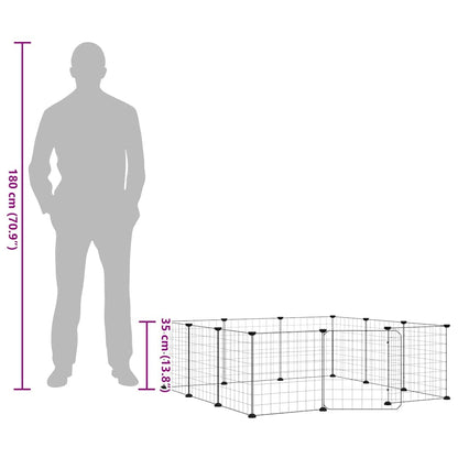 Animal Cage 12 Panels with Black Door 35x35 cm Steel