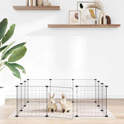 Gabbia per animali domestici a 12 pannelli con porta nera 35x35 cm in acciaio | homemem39