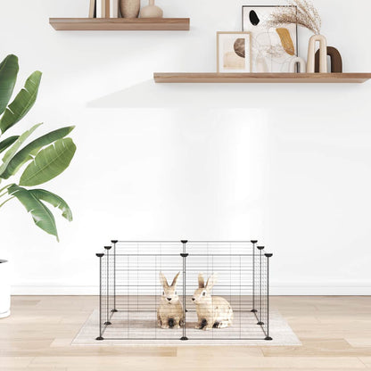 Gabbia per animali domestici a 8 pannelli nera 35x35 cm in acciaio