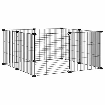 Gabbia per animali domestici a 8 pannelli con porta nera 35x35 cm in acciaio
