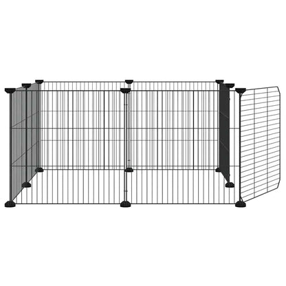 Gabbia per animali domestici a 8 pannelli con porta nera 35x35 cm in acciaio