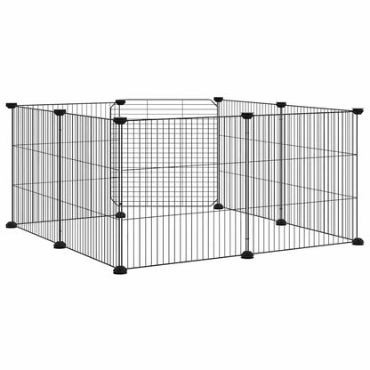 Gabbia per animali domestici a 8 pannelli con porta nera 35x35 cm in acciaio