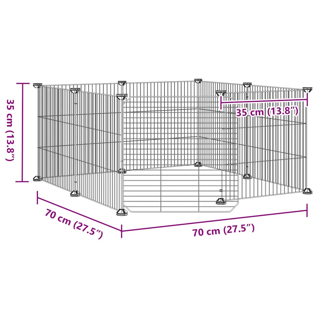 Animal Cage 8 Panels with Black Door 35x35 cm Steel