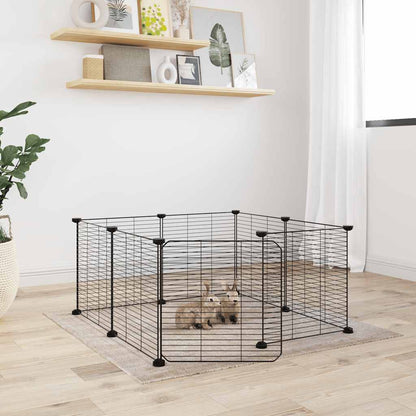 Animal Cage 8 Panels with Black Door 35x35 cm Steel