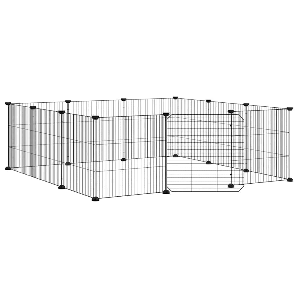 Gabbia per animali domestici a 12 pannelli con porta nera 35x35 cm in acciaio | homemem39