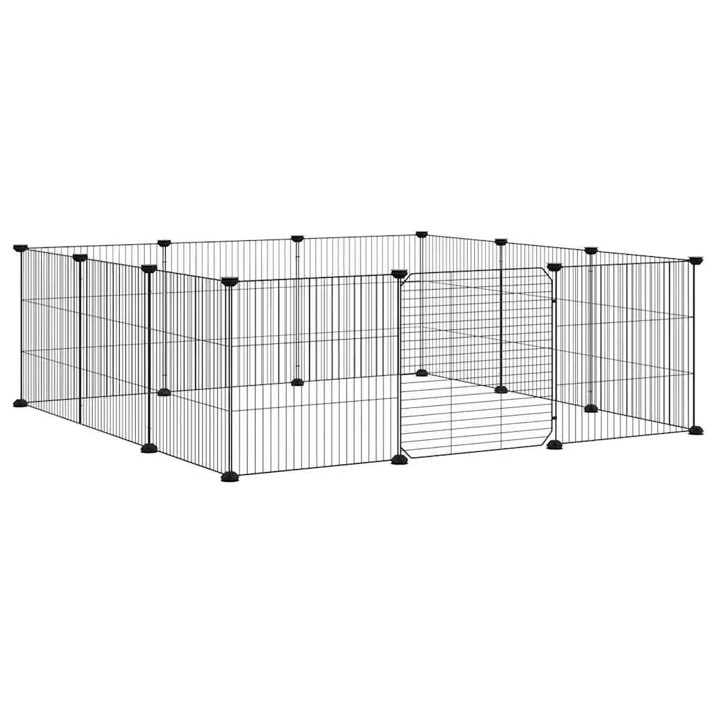 Gabbia per animali domestici a 12 pannelli con porta nera 35x35 cm in acciaio | homemem39